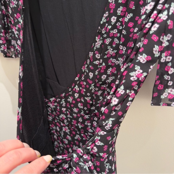 The Kooples Wrap Dress Floral Pink and White Small Flowers Size 1 Womens - Picture 9 of 15